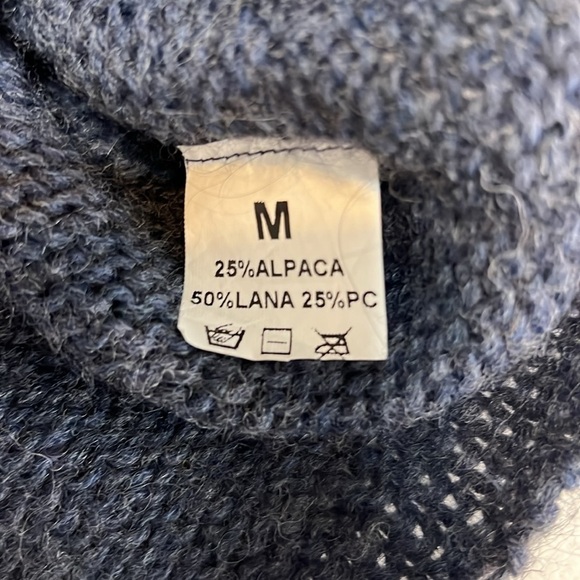 Portolano Wool Alpaca Blend Double Breasted Big Button Blue Cardigan Sz M - Picture 8 of 10